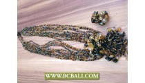 Bali Multi Strand Beads Necklaces Pendant Stone